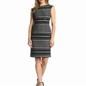 Calvin Klein Womens Sheath Dress Empire Waist Stripe